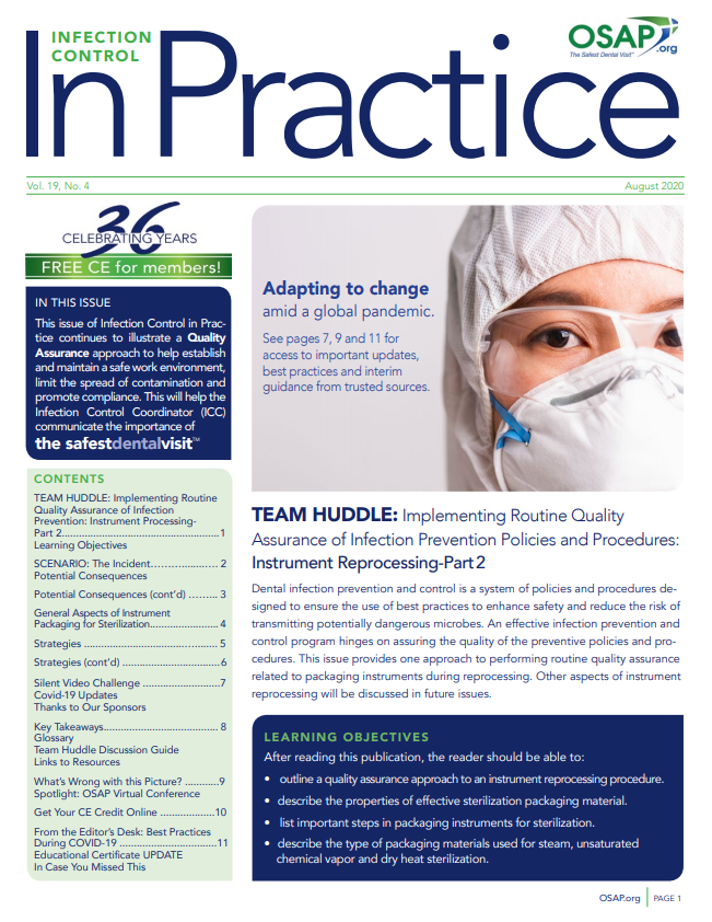 A Quality Assurance Approach Of Infection Prevention From OSAP Part 2 